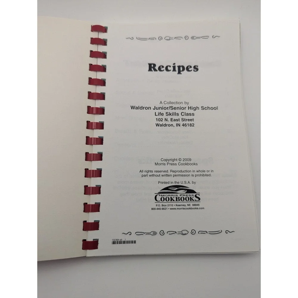 Life‎ Skills Cookbook Waldron Junior Senior High School Indiana 2009 Recipes